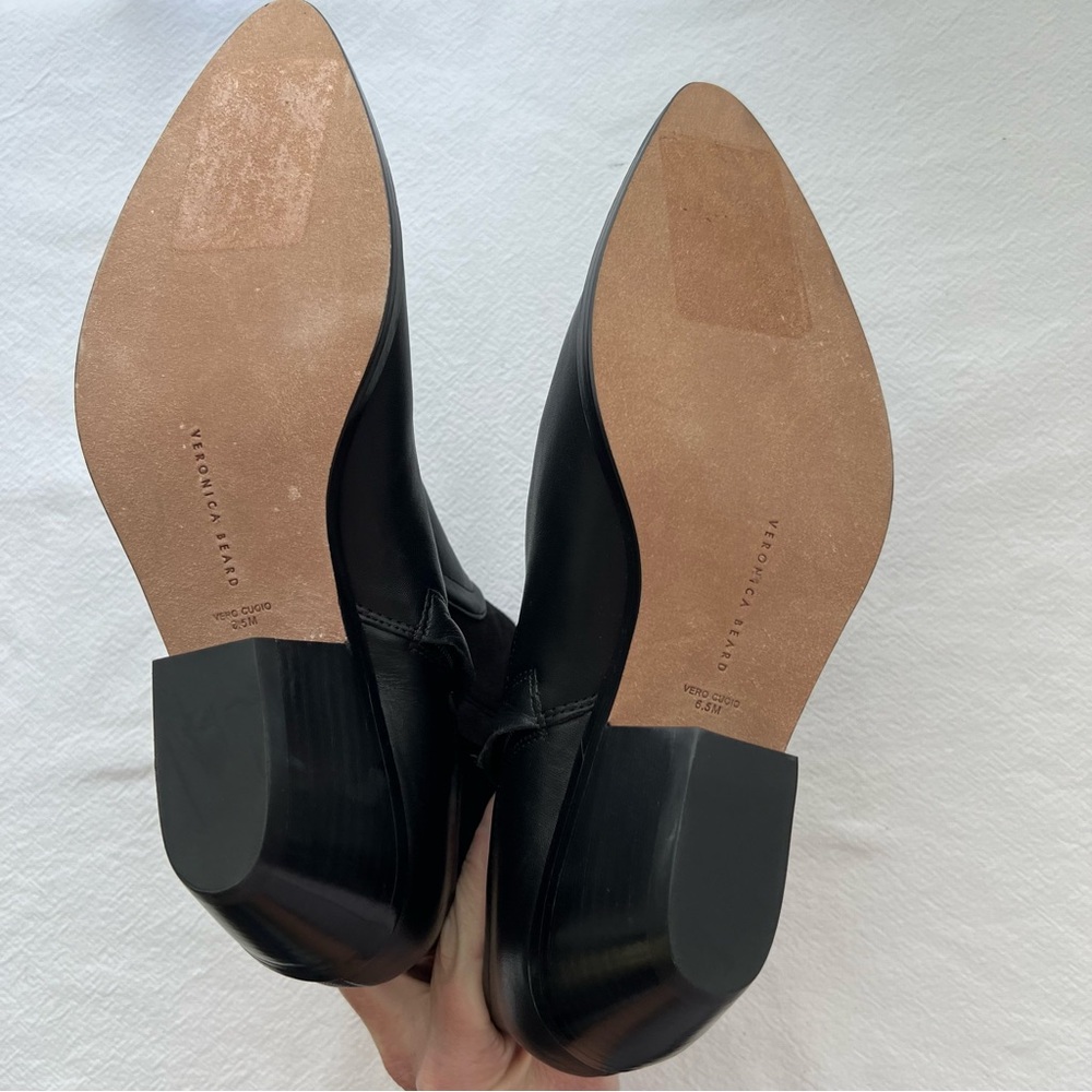 Veronica Beard Kinsley Mixed Leather Ankle Booties in Black Size 6.5 New - Picture 8 of 9